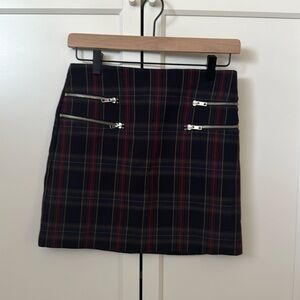Plaid Mini Skirt withh Zippers